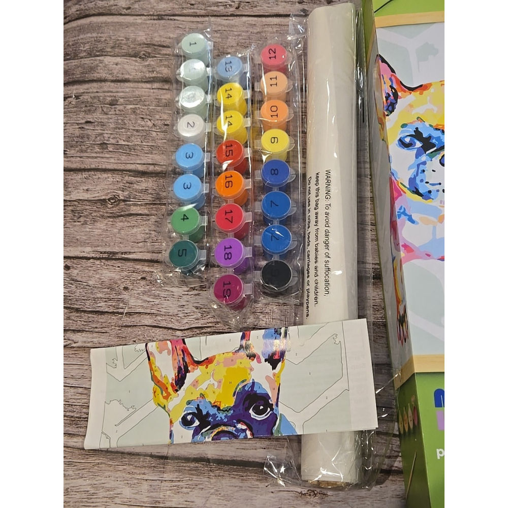 Mondo Llama FRENCH BULLDOG Paint-By-Number Canvas KIT NEW All Included (216) - Picture 4 of 4